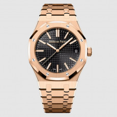 오데마피게 로얄오크 셀프와인딩 41mm 핑크 골드 블랙 다이얼 오토매틱 메탈 시계